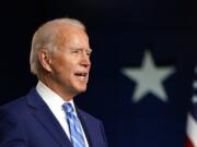 Democratic presidential candidate former Vice President Joe Biden speaks Wednesday, Nov. 4, 2020, in Wilmington, Del.