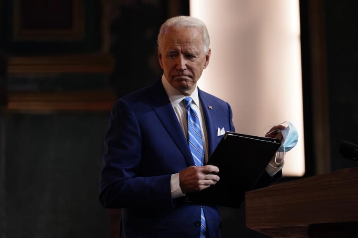 President-elect Joe Biden leaves after speaking at The Queen theater Wednesday, Nov. 25, 2020, in Wilmington, Del.