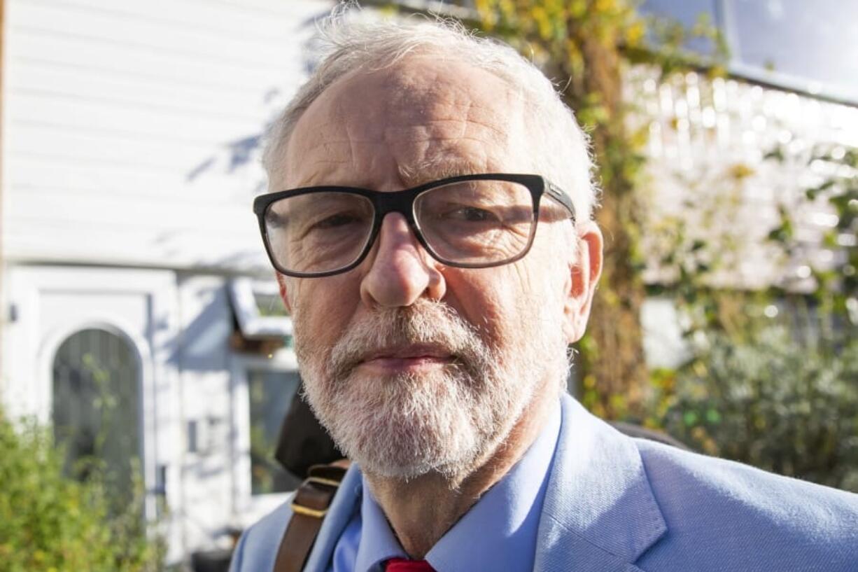 Britain&#039;s former opposition Labour Party leader Jeremy Corbyn leaves his home in London, Wednesday Nov. 18, 2020.  Corbyn will be reinstated into the political party it is announced Wednesday after a three-week suspension as Labour&#039;s National Executive Committee seeks to draw a line under years of tumultuous divisions over alleged anti-Jewish prejudice in the party.