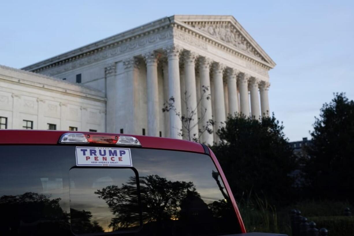 The Supreme Court is seen in Washington, Thursday afternoon, Nov. 5, 2020. (AP Photo/J.