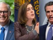 Washington Gov. Jay Inslee, from left, Oregon Gov. Kate Brown, and California Gov.