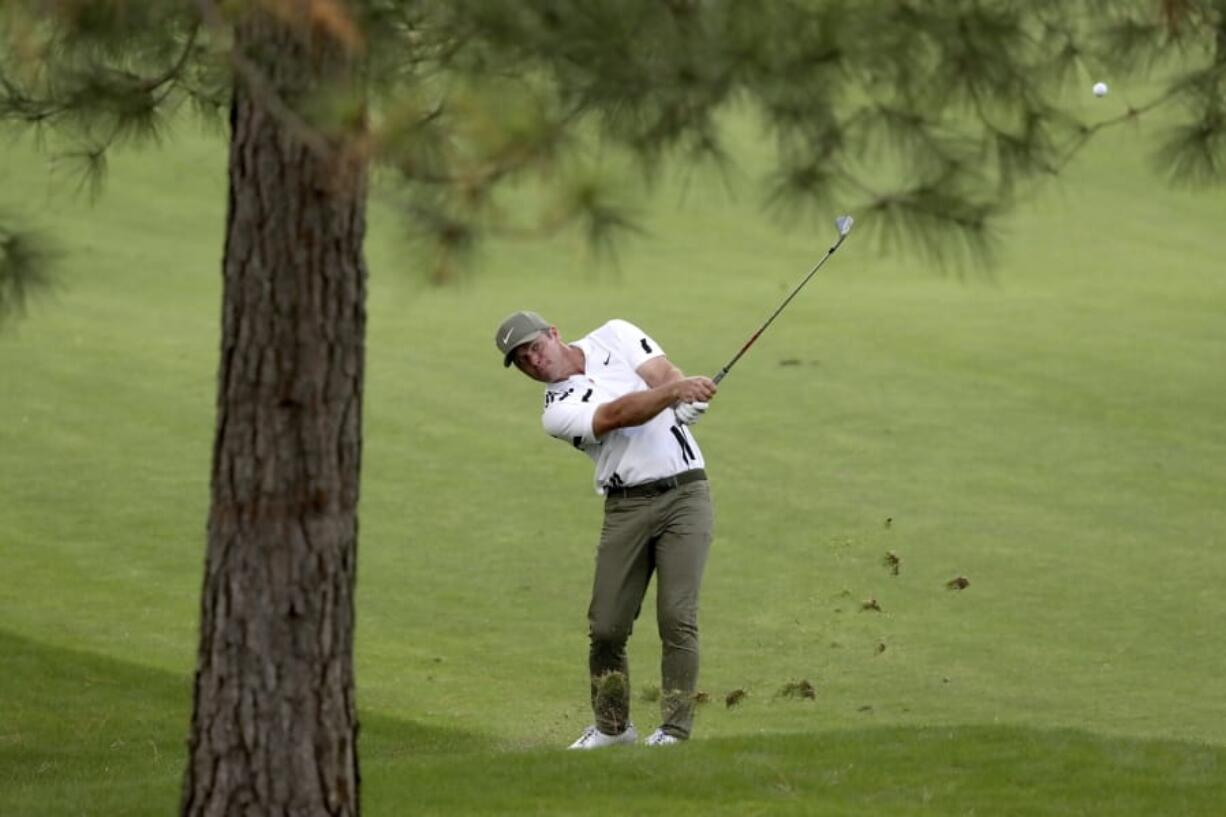 Paul Casey hits out of the 7th fairway during the first round of the Masters golf tournament Thursday, Nov. 12, 2020, in Augusta, Ga.