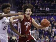 Washington State&#039;s CJ Elleby (2) was the 46th pick in the NBA draft on Wednesday night, Nov. 19, 2020, selected by the Trail Blazers. He became the first Washington State player drafted since Klay Thompson in 2011.