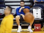 The Golden State Warriors said Thursday, Nov. 19, 2020, that Klay Thompson has suffered a torn right Achilles tendon and is expected to miss the upcoming season. Thompson was injured during a pickup game in Southern California the day before.