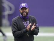 Washington head coach Jimmy Lake has four options at quarterback as the Huskies prepare to open their abbreviated season against California on Saturday. (Ted S.