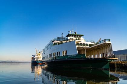 A ferry docked at the Port of Olympia was bought in auction by Bart Lematta of Vancouver.