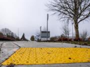 New curb cuts, like this one in front of Columbia River High School, feature a yellow pad with domes on it that help a blind person understand there’s a change and that they’re entering a roadway.