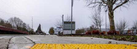 New curb cuts, like this one in front of Columbia River High School, feature a yellow pad with domes on it that help a blind person understand there’s a change and that they’re entering a roadway.