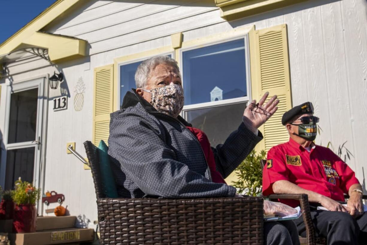 Claudette Derricotte discusses the issues of a potential rent increase at her manufactured home in Cascade Park Estates with her husband, Bobby. &quot;I wanted to understand why,&quot; she said.