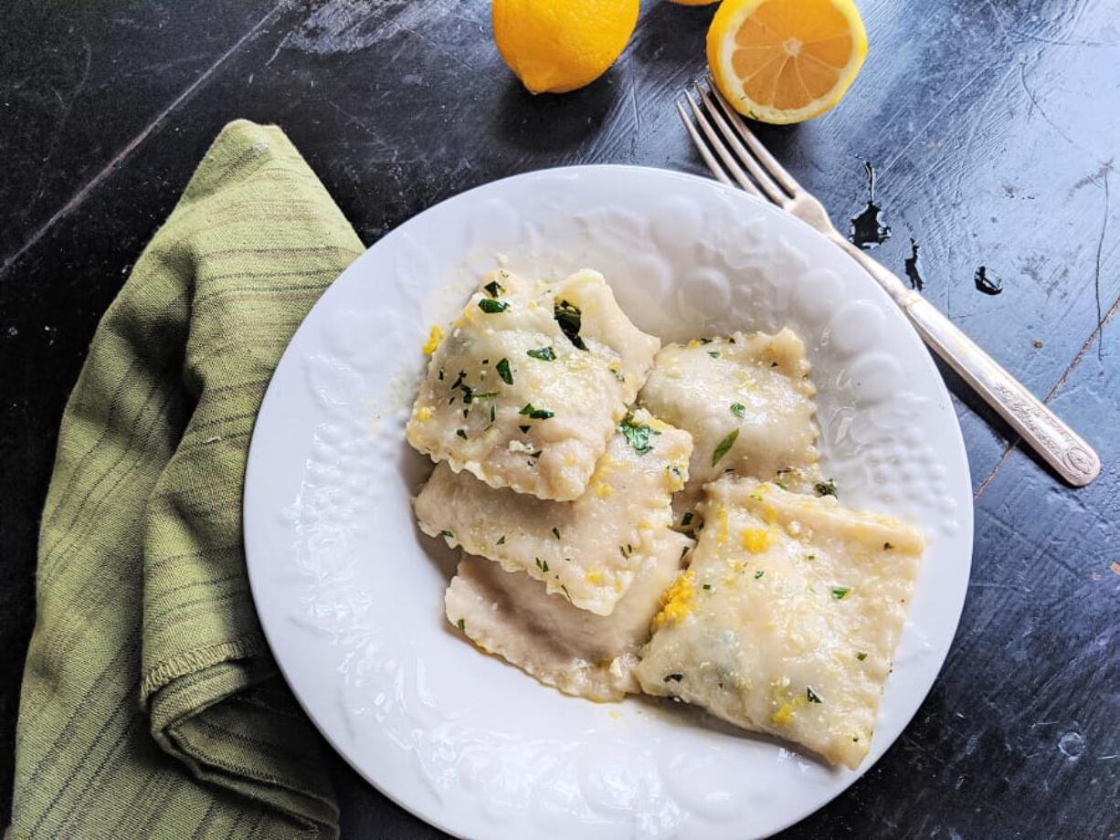 Homemade cheese and spinach ravioli in a lemon butter sauce comes together quickly.