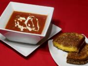 The classic, tomato soup and a cheese sandwich.