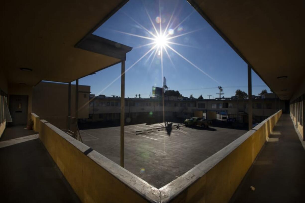 VAN NUYS, CA - NOVEMBER 15: A well-worn office building in the 13600 block is home to at least eight providers at in Van Nuys, CA. Sunday, Nov. 15, 2020. A drive along Victory Boulevard might give the impression that people in Van Nuys are dropping like flies. More than two dozen hospices pepper a mile-long stretch of the east-west artery.