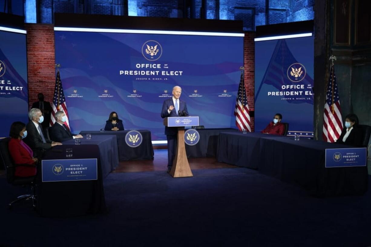 President-elect Joe Biden announces his choice for several positions in his administration during an event at The Queen theater in Wilmington, Del., Friday, Dec. 11, 2020.