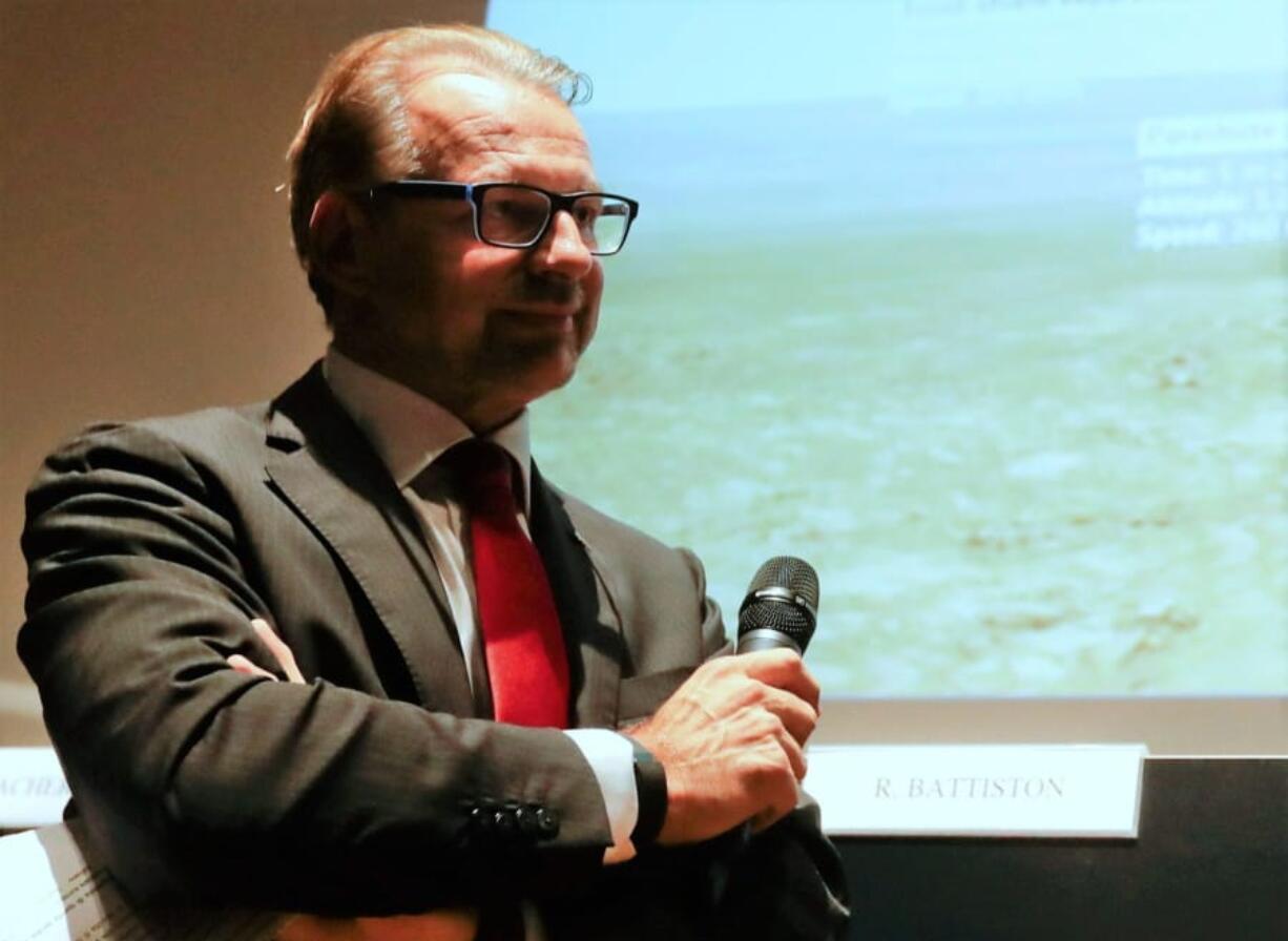 FILE - In this Friday, Oct. 19, 2016 file photo  Josef Aschbacher attends a press conference in Rome, Italy. The European Space Agency said Thursday that Josef Aschbacher, an Austrian scientist who leads its Earth observation program, has been appointed as the organization&#039;s next head.