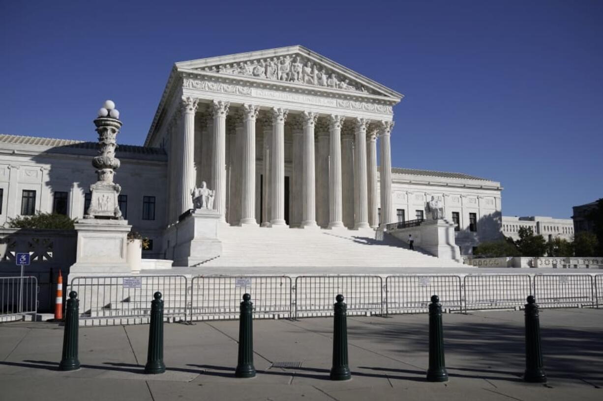 FILE - In this Nov. 4, 2020 photo, The Supreme Court in Washington. (AP Photo/J.