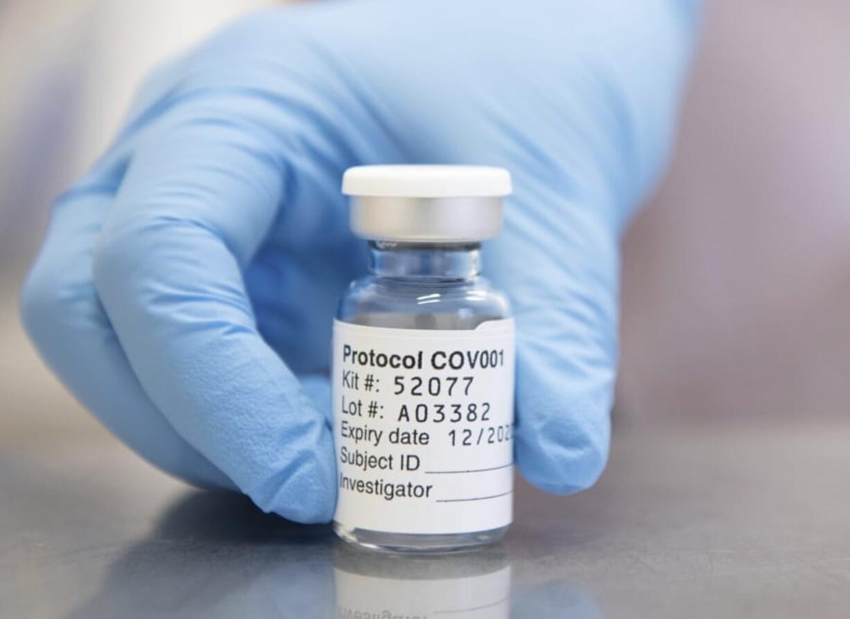 FILE - This undated file photo issued by the University of Oxford, shows of vial of coronavirus vaccine developed by AstraZeneca and Oxford University, in Oxford, England. Britain has authorized use of a second COVID-19 vaccine, becoming the first country to greenlight an easy-to-handle shot that its developers hope will become the &quot;vaccine for the world.&quot; The United Kingdom government says the Medicines and Healthcare Products Regulatory Agency has made an emergency authorization for the vaccine developed by Oxford University and UK-based drugmaker AstraZeneca.