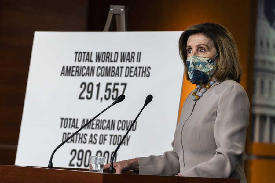 House Speaker Nancy Pelosi of Calif., speaks during a news conference at the Capitol, Thursday, Dec. 10, 2020, in Washington.