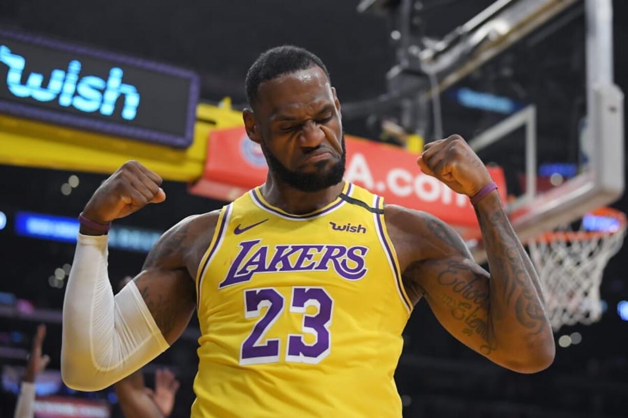 Los Angeles Lakers forward LeBron James was announced Saturday, Dec. 26, 2020, as the winner of The Associated Press&#039; Male Athlete of the Year award for a record-tying fourth time. (AP Photo/Mark J.