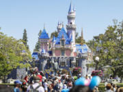 Sleeping Beauty Castle looms at the end of Main Street, in Disneyland Resort, in May 2019 in Anaheim, Calif. (Jay L.