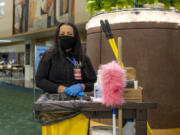 Portland International Airport janitor Agustina Mata Velazquez, 43, has worked the overnight shift for a little more than a year. &quot;I like the overnight shift because it works with my schedule and my six kids,&quot; Mata Velazquez said.