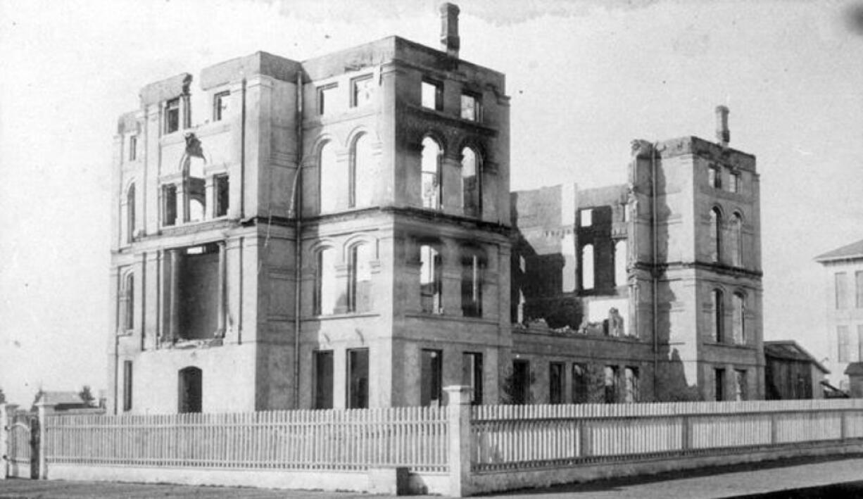 An 1890 fire burned the Clark County Courthouse in Vancouver.