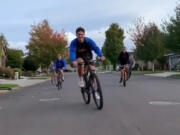 RIDGEFIELD: The opening of Spudder Night Live features Associated Student Body students socially distanced on their bikes.