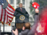 President Donald Trump speaks during a rally protesting the electoral college certification of Joe Biden as President, Wednesday, Jan. 6, 2021, in Washington.