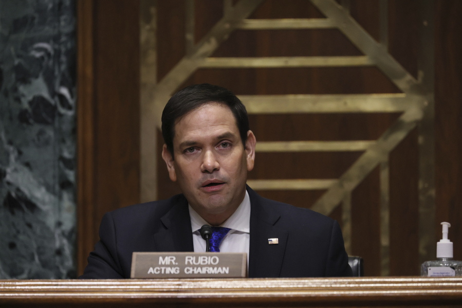 Sen. Marco Rubio, R-Fla., speaks during a confirmation hearing for President-elect Joe Biden&#039;s pick for national intelligence director Avril Haines before the Senate intelligence committee on Tuesday, Jan. 19, 2021, in Washington.