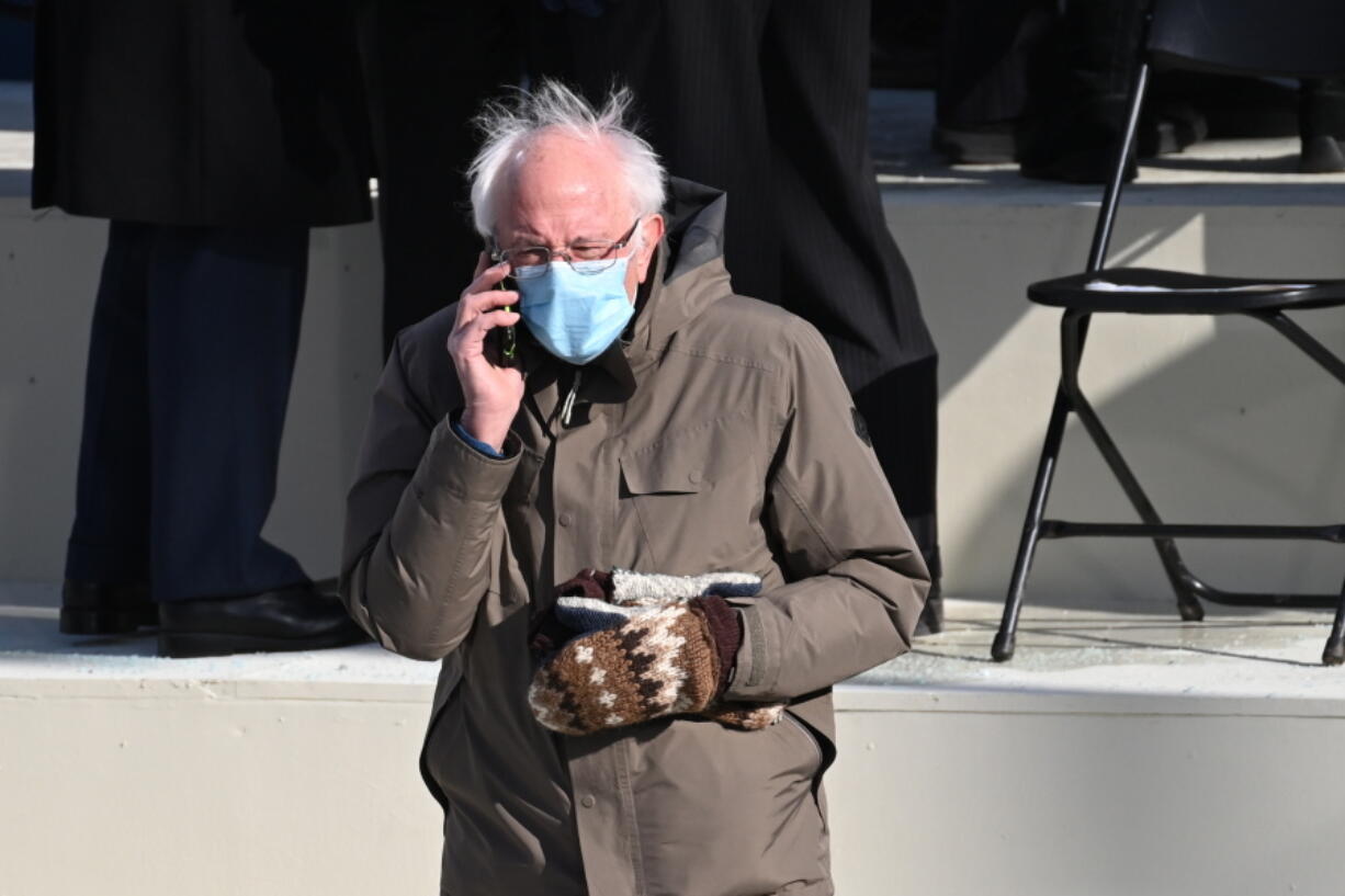 Vermont Senator Bernie Sanders arrives for the 59th Presidential Inauguration at the U.S. Capitol for President-elect Joe Biden in Washington, Wednesday, Jan. 20, 2021.