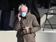 Vermont Senator Bernie Sanders arrives for the 59th Presidential Inauguration at the U.S. Capitol for President-elect Joe Biden in Washington, Wednesday, Jan. 20, 2021.