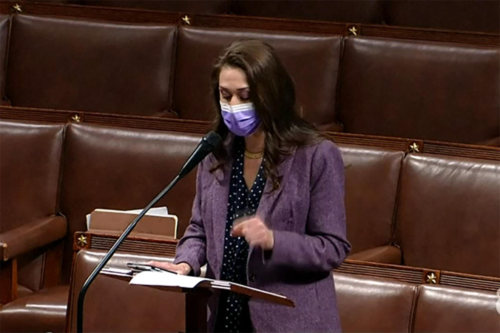 Rep. Jaime Herrera Beutler, R-Battle Ground, speaks on the House floor Wednesday morning. She said Tuesday night that she will vote to impeach President Donald Trump.