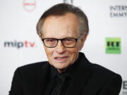 FILE - In this Nov. 20, 2017, file photo, Larry King attends the 45th International Emmy Awards at the New York Hilton, in New York. Former CNN talk show host King has been hospitalized with COVID-19 for more than a week, the news channel reported Saturday, Jan. 2, 2021. CNN reported the 87-year-old King contracted the coronavirus and was undergoing treatment at Cedars-Sinai Medical Center in Los Angeles.