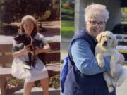 In the photo on the left, a 10-year-old Marybeth Hearn holds her first guide dog in training, Letta, in August 1962. Over 50 years later, in the photo on the right, Hearn holds her 55th puppy raised for Guide Dogs for the Blind, in Lemoore, Calif. For over five decades, the newly retired high school teacher has volunteered as a puppy raiser for the nonprofit, training 56 dogs on her own and 170 with her students in a local program she started.