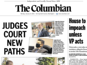 The front page of The Columbian's Monday e-edition.