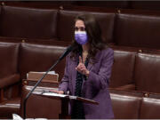 Rep. Jaime Herrera Beutler speaks Jan. 13 before the vote to impeach former President Donald Trump.