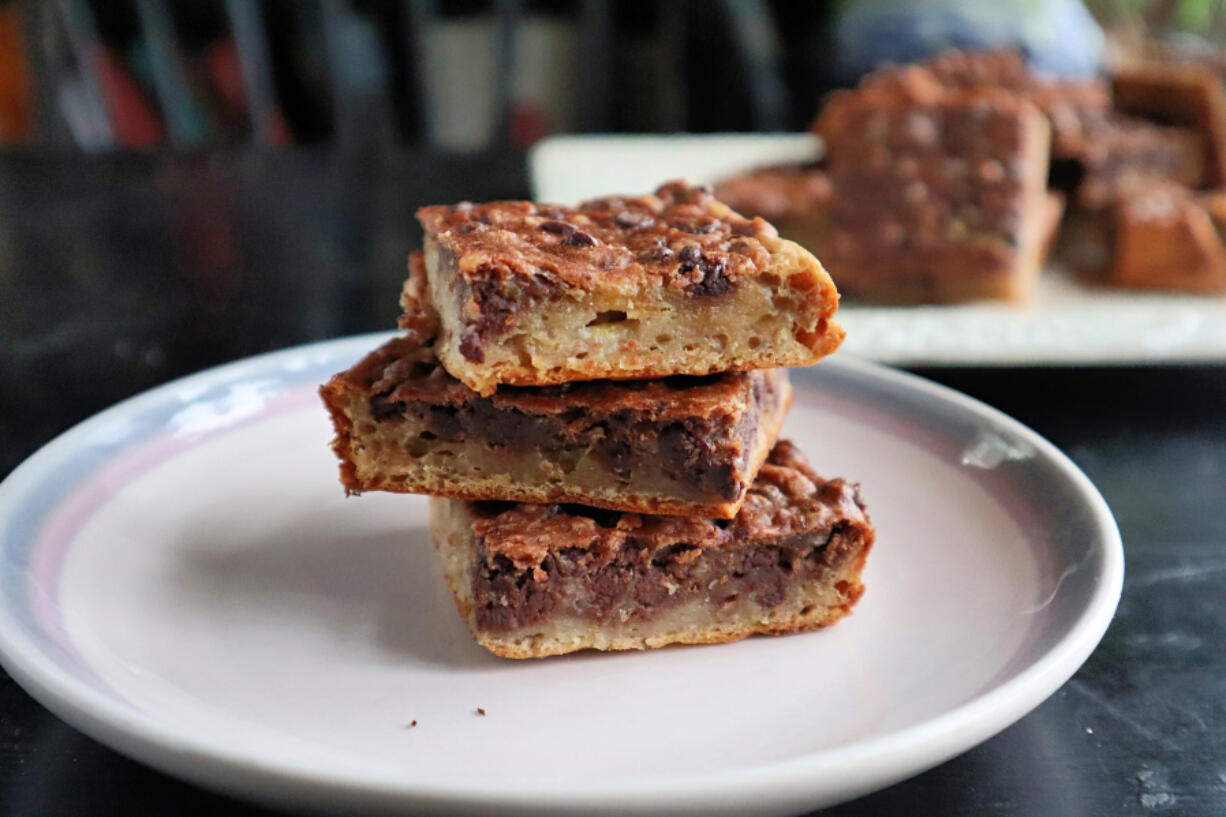 Banana bread teams up with chocolate chips and oatmeal to create a layered brownie that&#039;s just as good for breakfast as it is dessert.