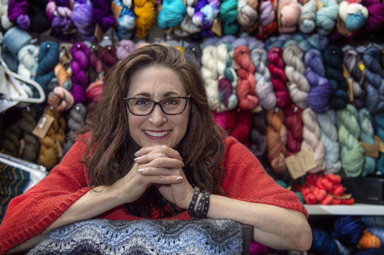 Ellen Rubin is photographed at the Luv2Knit &amp; More in Jenkintown, Pa. Thursday, February 4, 2021.Rubin, a former immunologist, has opened a knitting shop in Jenkintown and started nonprofit to bring what she believes is the therapeutic benefit of knitting to all sorts of people.  (Jose F. Moreno/Philadelphia Inquirer/TNS) (Jose F.