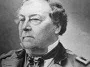 An officer of the U.S. Army, fur trapper and explorer, French-born Benjamin Louis Eulalie de Bonneville blazed portions of the Oregon Trail and explored the American West. In 1837, Washington Irving published a biography based on interviews of Bonneville, who relayed the explorations. Bonneville served as commander at the Fort Vancouver Barracks for two years. For this undated photo, he donned a hairpiece.