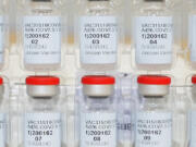 FILE - This Dec. 2, 2020 photo provided by Johnson &amp; Johnson shows vials of the Janssen COVID-19 vaccine in the United States.  Johnson &amp; Johnson’s single-dose vaccine protects against COVID-19, according to an analysis by U.S. regulators Wednesday, Feb. 24, 2021,  that sets the stage for a final decision on a new and easier-to-use shot to help tame the pandemic. The Food and Drug Administration’s scientists confirmed that overall, it's about 66% effective and also said J&amp;J's shot, one that could help speed vaccinations by requiring just one dose instead of two, is safe to use.