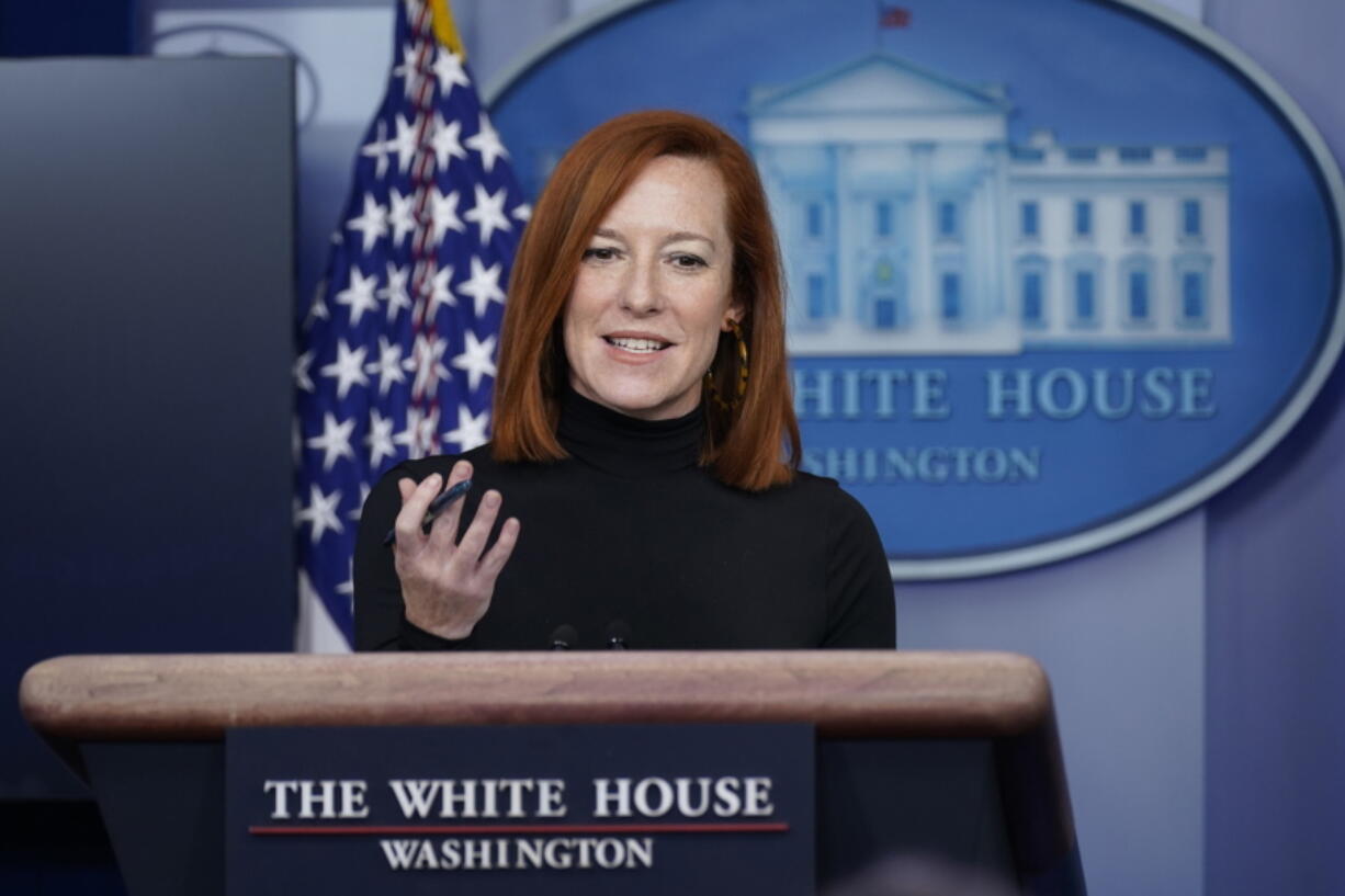 White House press secretary Jen Psaki speaks during a press briefing at the White House, Wednesday, Feb. 3, 2021, in Washington. Even as President Joe Biden gathers with senators and works the phones to push for a giant COVID relief package, his team is increasingly focused on selling the plan directly to voters.