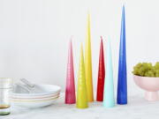 A variety of cone candles. At the Museum of Modern Art&#039;s design store, you can find Ester &amp; Erik&#039;s cone-shaped candles that don&#039;t need holders; when they get down to about an inch, they snuff out.