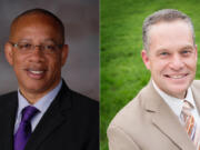 The finalists are Camas School District Superintendent Jeff Snell, right, and Kenneth (Chris) Hurst, superintendent of the Othello School District in Adams County.