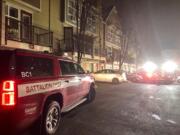 Fire in a wall between condo units displaced two families late Saturday night in Vancouver’s Columbia Way neighborhood. Vancouver Fire Department crews were called at 11:35 p.m. for a multiple residential structure fire at 778 S.E. Fairwinds Loop.