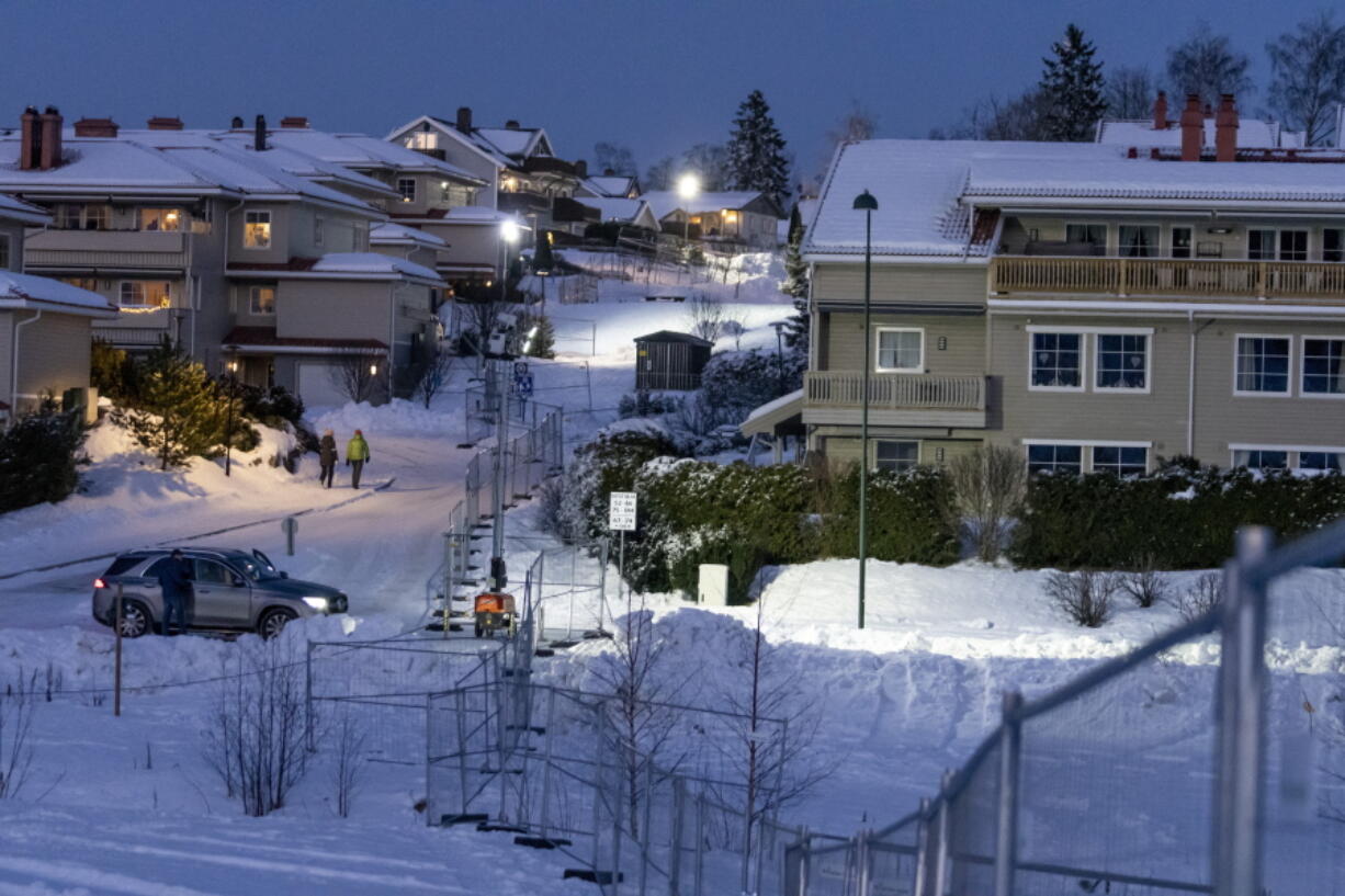 A general view as around 600 residents who were evacuated after the landslide in Gjerdrum Dec. 30, 2020 could return to their home on after the police have changed the evacuation zone, in Gjerdrum, Norway, Wednesday, Feb. 3, 2021.