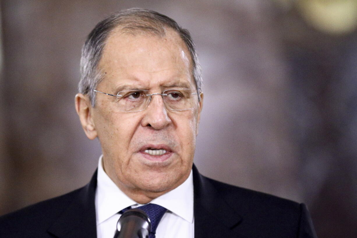 In this photo released by the Russian Foreign Ministry Press Service, Russian Foreign Minister Sergey Lavrov speaks during a meeting in Moscow, Russia, Wednesday, Feb. 10, 2021. Russia is prepared to cut ties with the European Union if the EU imposes new sanctions amid a dispute over the treatment of opposition leader Alexei Navalny, the nation&#039;s top diplomat warned Friday. In response to a question on Moscow&#039;s willingness to rupture formal relations with the EU, Foreign Minister Sergey Lavrov said in televised remarks that Russia doesn&#039;t want to be isolated but is ready to retaliate if the EU action hurts its economy.