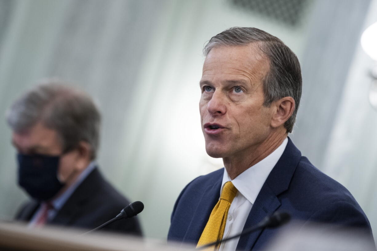 FILE - In this Jan. 26, 2021, file photo, Sen. John Thune, R-S.D., speaks on Capitol Hill in Washington. In an interview with The Associated Press, Sen. Thune, the chamber&#039;s No. 2 Republican, likened Trump&#039;s insults of Minority Leader Mitch McConnell to &quot;food fights within the family,&quot; saying they hurt the Republican party&#039;s goals. Thune also talked about his vote to acquit Trump of inciting the attack on the U.S. Capitol that left five people dead.