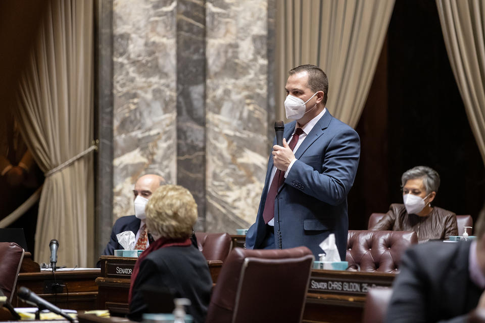 Hybrid floor session in the Washington State Senate, Jan.