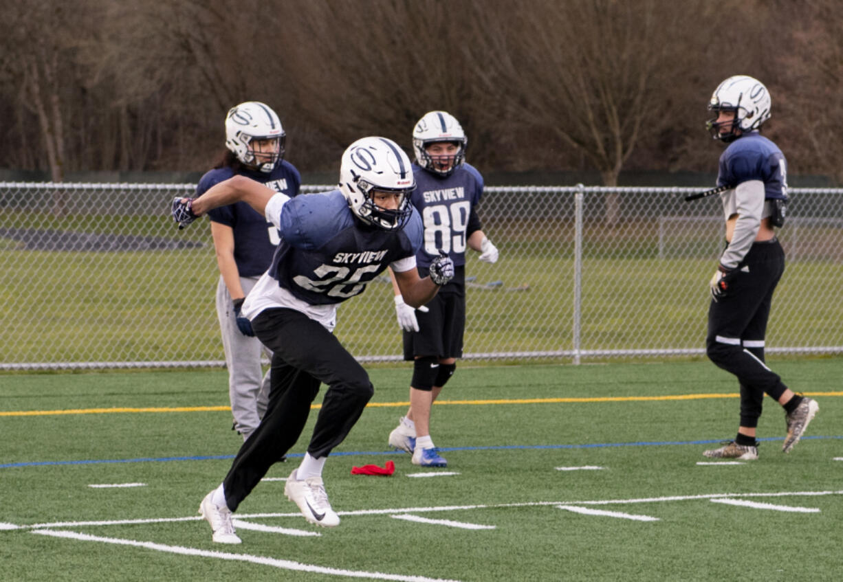 Skyview senior Caden Vire, a standout pitcher, will make the transition from football to baseball in a short amount of time this spring.