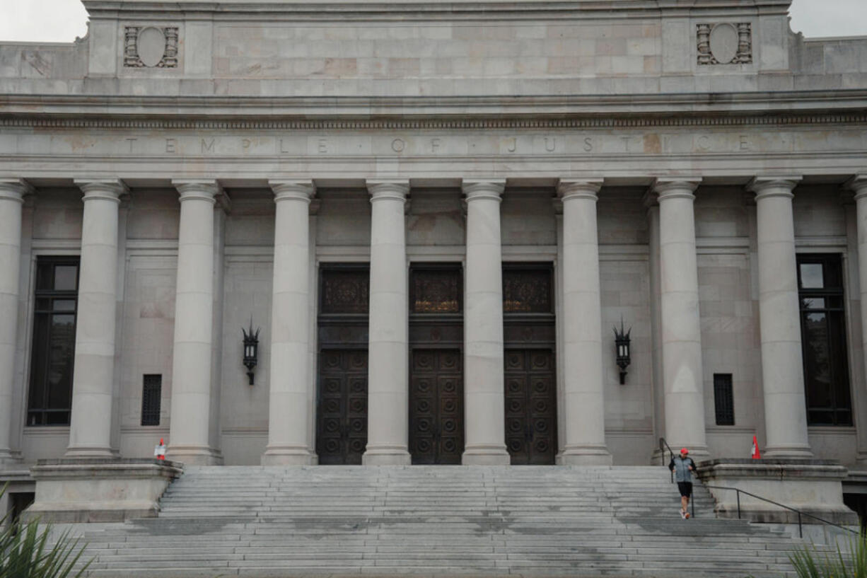 Washington State&#039;is Supreme Court Building, also known as the Temple of Justice, photographed on Wednesday, Oct. 21, 2020, in Olympia, Wash.