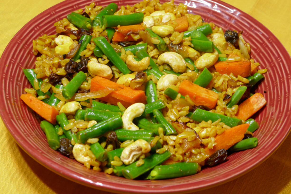 Cashew and vegetable pilaf.